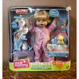 RARE NEW Vintage Mattel Little Mommy Walk & Giggle 2008 Baby Doll Stands Talks
